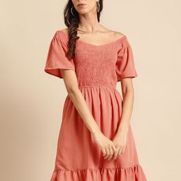 DODO & MOA V-Neck Smocked Satin Dress-picture-39