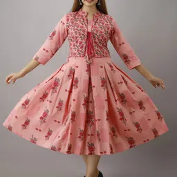 ftDiva Floral Printed Flared Ethnic Dress image 2