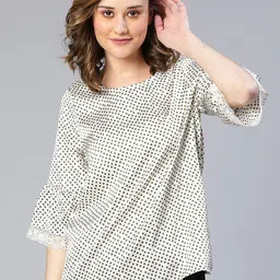 Oxolloxo Polka Dots Printed Bell Sleeve Satin Top image 1