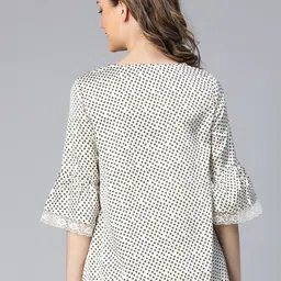 Oxolloxo Polka Dots Printed Bell Sleeve Satin Top image 4