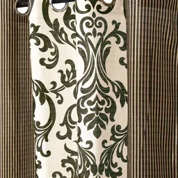 Cortina Olive Brown & White Set of 2 Door Curtains image 2