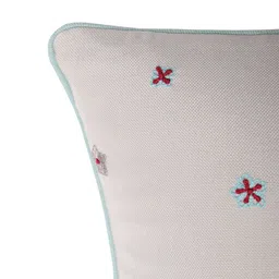 ZEBA Grey & Red Embroidered Cotton Square Cushion Covers image 3