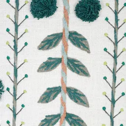 eyda White & Green 2 Pieces Cotton Embroidered Square Cushion Covers image 3