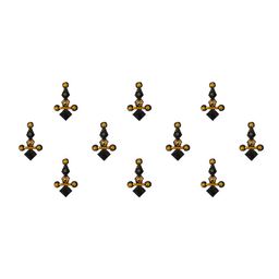 Comet Busters 10 Pcs Embellished Reusable Designer Bindis - Black & Gold-Toned-picture-33