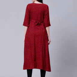 CEE-18 Ethnic Motifs Printed Cotton Maternity Feeding A-Line Ethnic Dress image 5