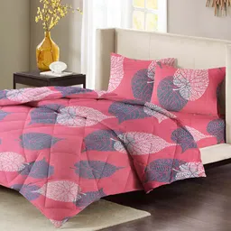 bsb home Pink & Grey Self Design Other 4 Piece Double Queen Superfine Bedding Set-picture-20