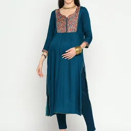 Mom For Sure by Ketki Dalal Ethnic Motifs Yoke Design Thread Work Maternity Kurta-picture-40
