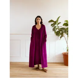 FEATHERS CLOSET Wine Super Soft Maxi Dress And Shrug (Set of 2)-image-2