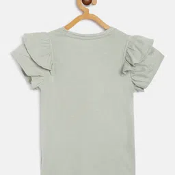 mothercare Girls Grey & Beige Dreamcatcher Embroidered Flutter Sleeve Top with Tassels image 2