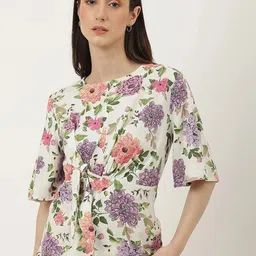 Marks & Spencer Floral Printed Tie-Up Waist Linen Top-picture-34