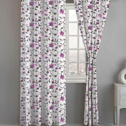 Trance Home Linen Mauve & White 2 Pcs Printed Room Darkening Pure Cotton Door Curtains image 2