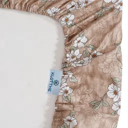 KLOTTHE Beige Printed Pure Cotton 400 TC Fitted Double King Bedsheet With 2 Pillow Covers image 3