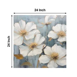 OLIVE TREE White & Gold-Toned Flowers Canvas Framed Painting Wall Art image 5