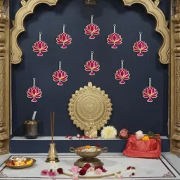 Special You Ganpati Decoration Setup For Home With Lotus Hanging-10 Pcs image 1