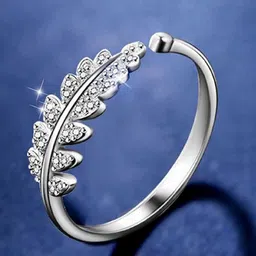 UNIVERSITY TRENDZ Set Of 2 Silver-Plated Embellished Crystal Finger Ring & Rose image 1