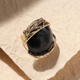 SOHI Gold-Plated Stone-Studded Eye Statement Finger Ring image 1