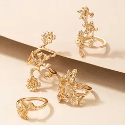 Jewels Galaxy Set Of 4 Gold-Plated Adjustable Finger Rings image 1