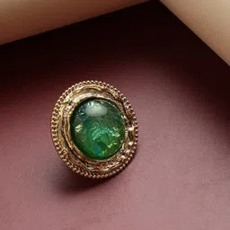 SOHI Gold-Plated Stone-Studded Reverie Opulence Statement Finger Ring image 1