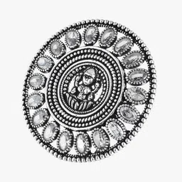 Adwitiya Collection Silver-Plated Stone Studded Oxidised Adjustable Finger Ring image 1