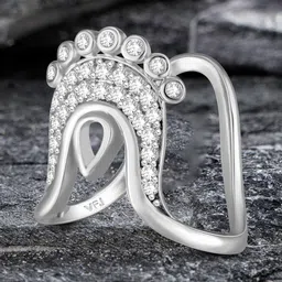 Vighnaharta Rhodium-Plated Cubic Zirconia-Studded Ghoda Vanki Ring image 1