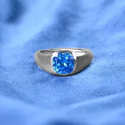 Clara Men 925 Sterling Silver Platinum-Plated Zirconia-Studded Adjustable Finger Ring image 1