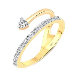 Vighnaharta Gold-Plated CZ-Stone Studded Half Round-Shaped Finger Ring image 1