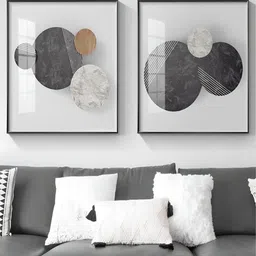 THE HANDMADE FLAIR White & Grey 2 Pieces Abstract Painted Wall Arts-picture-19