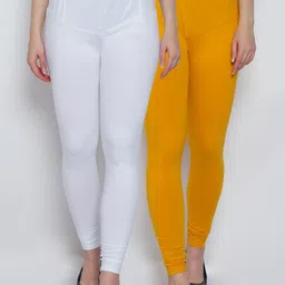 GRACIT Woman Pack of 2 White & Magenta Leggings-picture-28