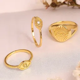 OOMPH 3Pcs Gold-Plated Evil Eye Good Luck Finger Ring-picture-41