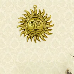 HANDICRAFTS PARADISE Gold Toned Sun Shaped Wall Hanging Decor-image-11