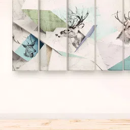 Casperme Green & Grey 5 Pieces Modern Art Big Wall Painting-image-22