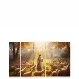 Casperme Beige & White 5 Pieces Jesus Wooden Wall Arts-image-29