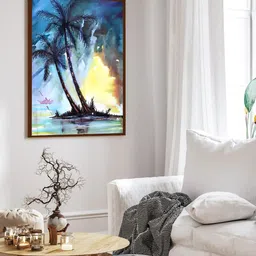 The Art House Unisex Blue & Yellow Abstract Framed Wall Painting-picture-22