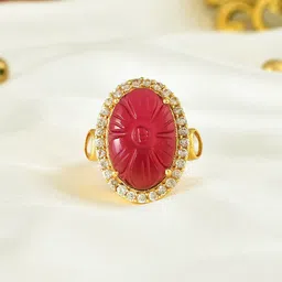 Voylla Gold Plated Kundan Studded Finger Ring-picture-24