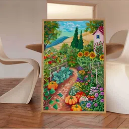 Aura Green & Red Floral and Botanical Wooden Wall Frame image 1