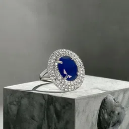 Zoey Silver-Plated American Diamond-Studded Finger Ring image 1