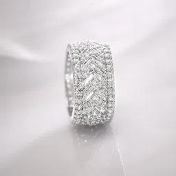 Rubans Rhodium Plated High Quality Cubic Zirconia Studded Finger Ring image 1