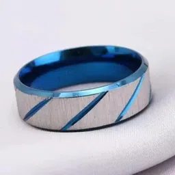 VIEN Men Stainless Steel Wave Design Textured Finger Ring-picture-14