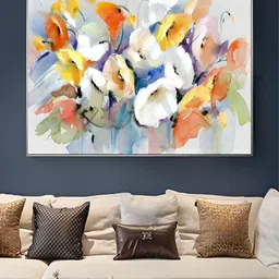 THE HANDMADE FLAIR Crystal Porcelain White Stunning Big Floral Nordic Painted Wall Art-picture-23