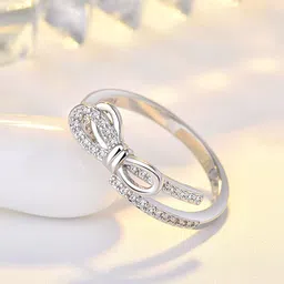 Jewels Galaxy Silver-Plated American Diamond-Studded Adjustable Finger Ring-picture-25