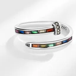 MYKI Silver-Plated CZ-Studded Adjustable Nail Finger Ring-picture-26