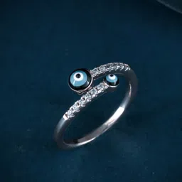 MEENAZ Silver-Plated CZ & AD Studded Evil Eye Ring-picture-18