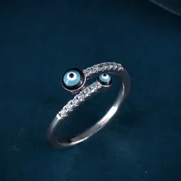 MEENAZ Silver-Plated Cubic Zirconia & American Diamond-Studded Evil Eye Finger Ring-picture-13