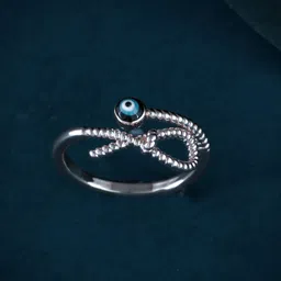 MEENAZ Silver-Plated Cubic Zirconia & American Diamond-Studded Evil Eye Finger Ring-image-51