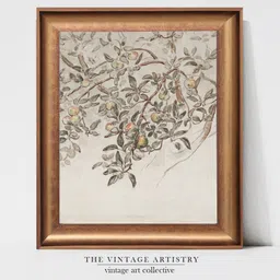 THE VINTAGE ARTISTRY Brown & Beige Antique Botanical Painting Wall Art-picture-21