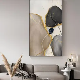 THE HANDMADE FLAIR Brown & Grey Abstract Painting Wall Art-image-90