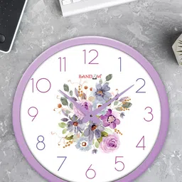 RANDOM White & Lavender Classic Number Modern Stylish Analogue Contemporary Wall Clock image 1