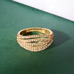 Zaveri Pearls Gold-Plated CZ-Studded Adjustable Ring-picture-10