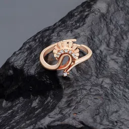 AMI Rose Gold-Plated White CZ-Studded Contemporary Finger Ring-picture-12
