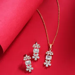 HOT AND BOLD Gold-Plated Cubic Zirconia-Studded Jewellery Set image 1